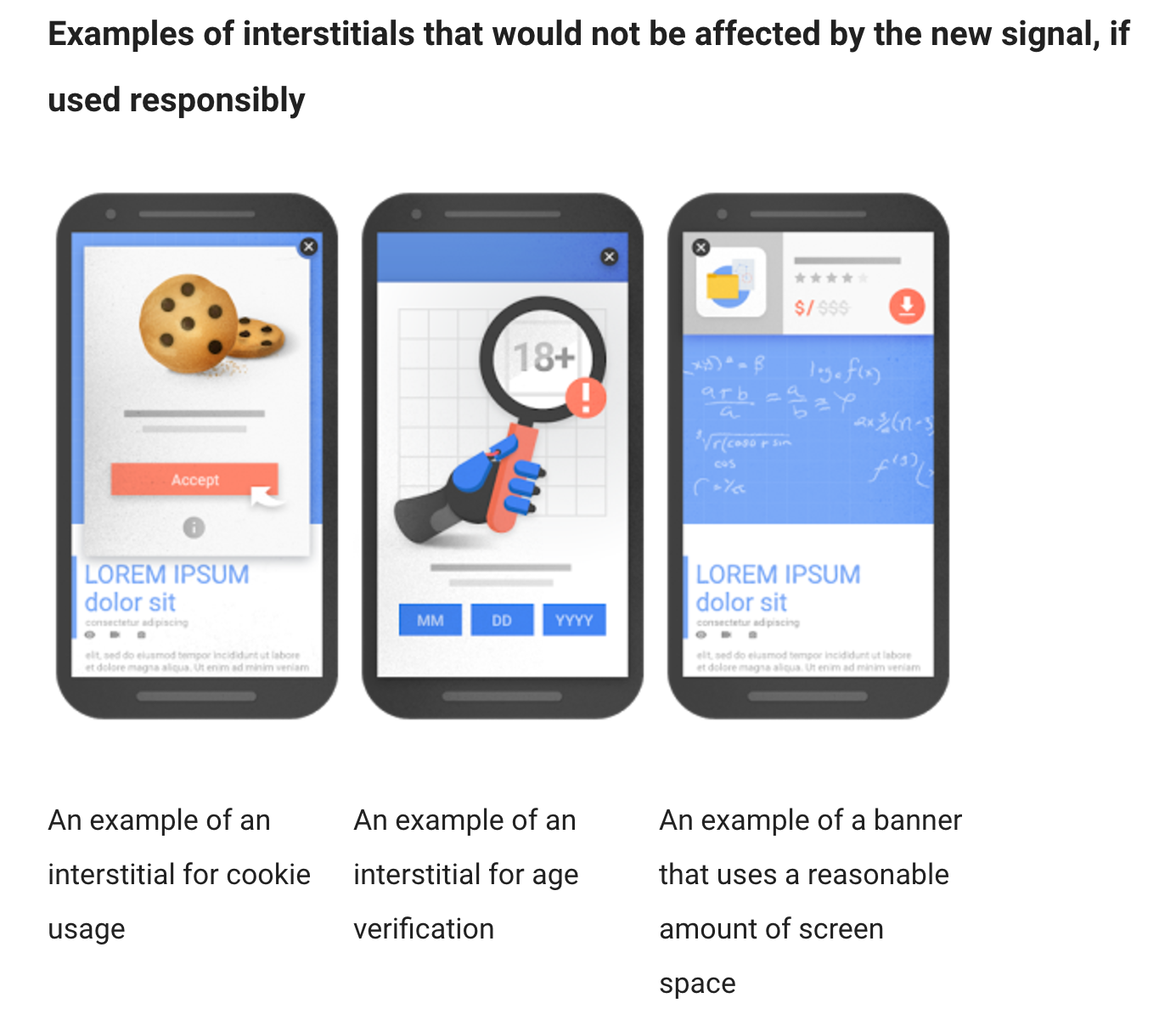 SEO eligible intertitials and pop ups